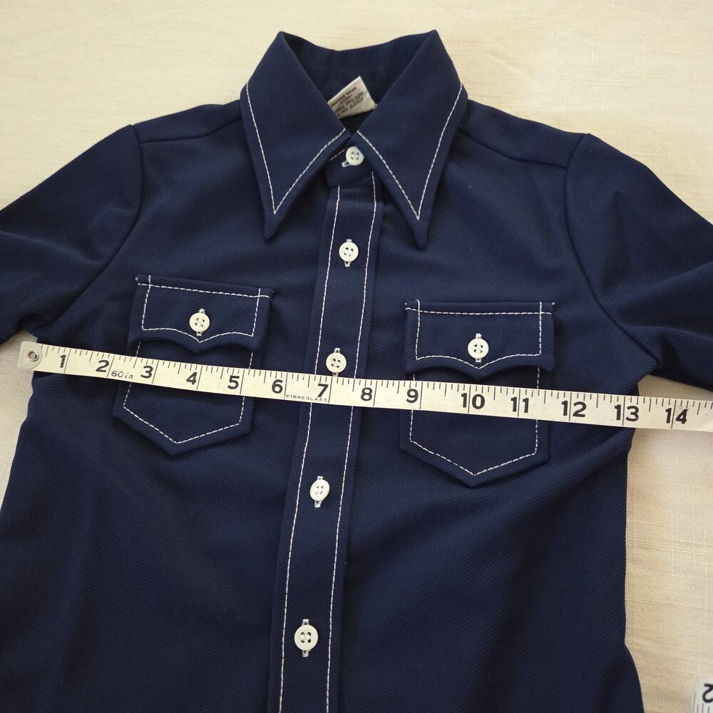 Vintage 70s Sears Navy Buttondown 4t - Picture 4 of 5
